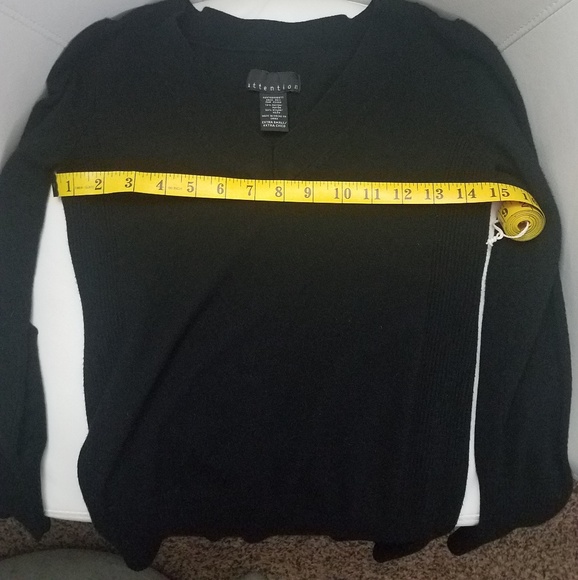 Black V-Neck Sweater by attention - Picture 5 of 6